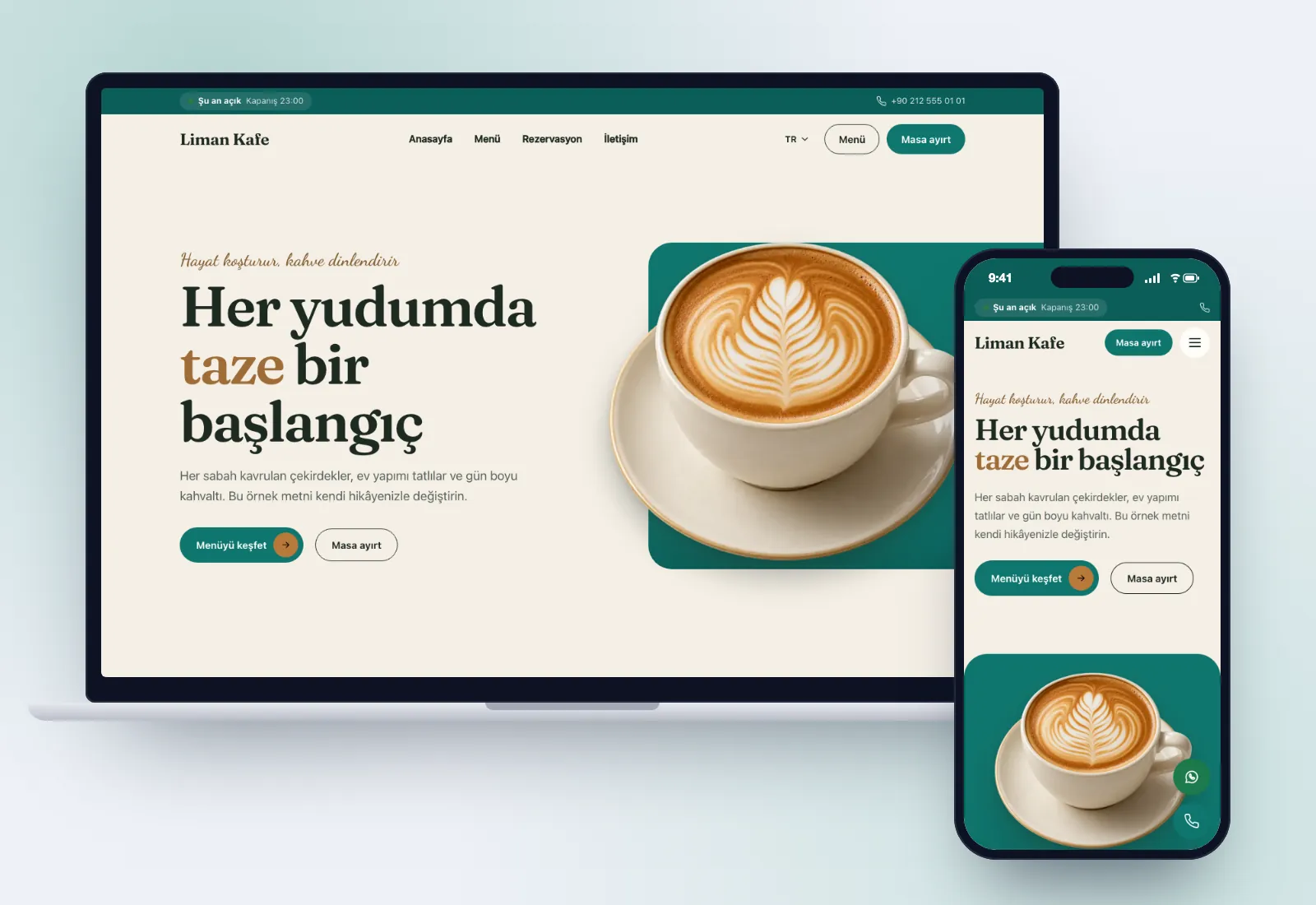 Liman Kafe · Dijital menü ve rezervasyon